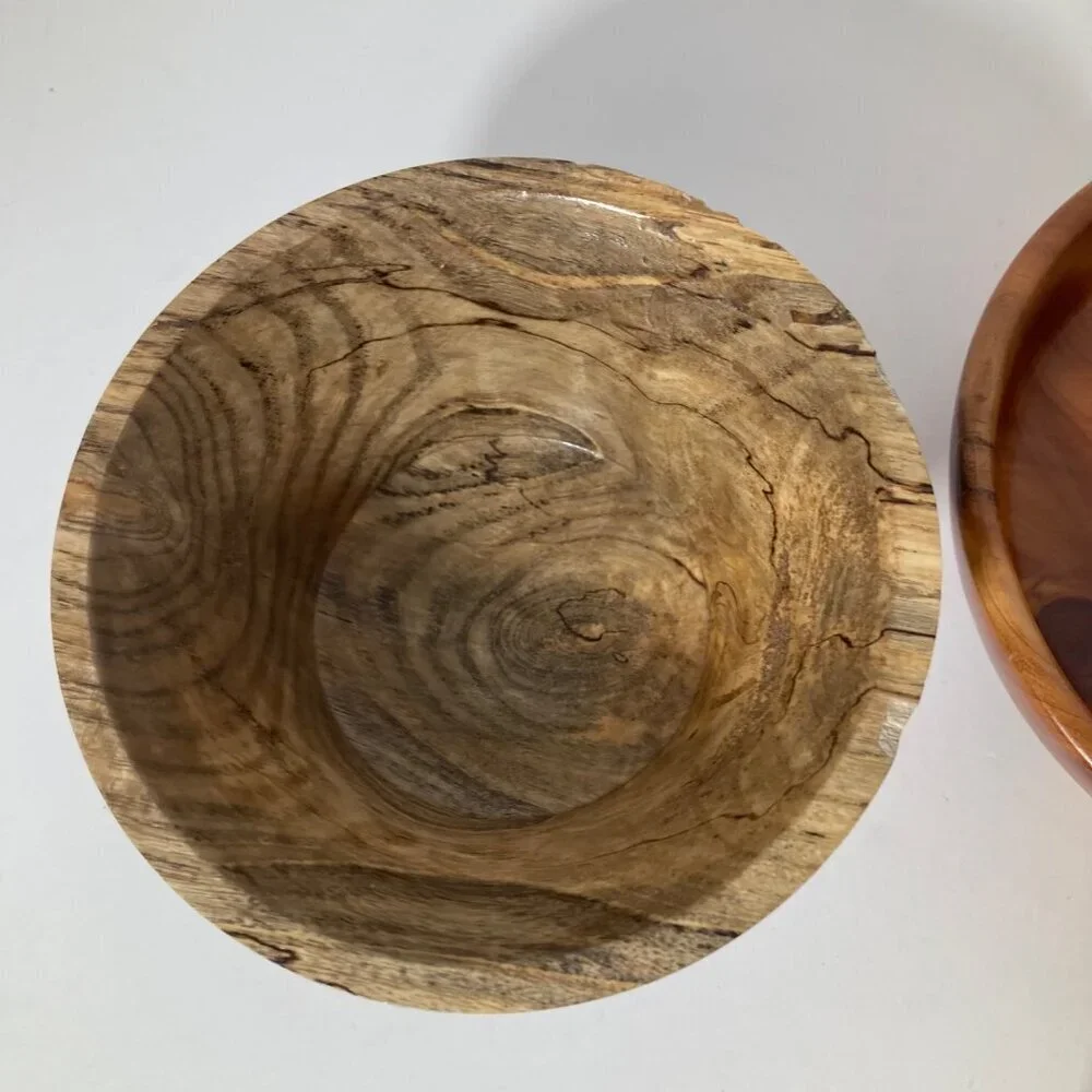 3 Handmade Wood Bowls Spalted Sugarberry Cedar Maple 5 -‎ 6